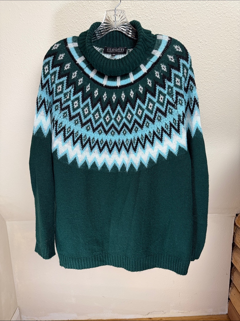 ELOQUII Fairisle Sweater Size 14/16 Forest Green
